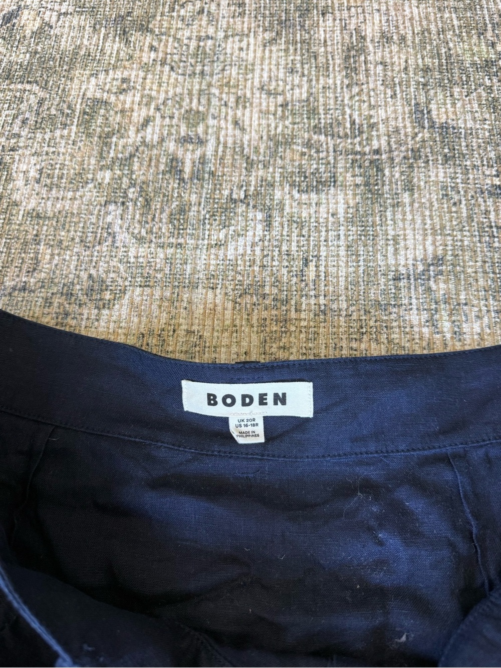 Boden Navy Blue Thomasina 100% Linen Midi Skirt Coastal Flowy Size 16-18 Summer - Picture 4 of 8